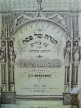 עטיפת הספר הגדה של פסח עם ציורים ותרגום איטלקי