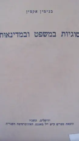 עטיפת הספר סוגיות במשפט ובמדינאות