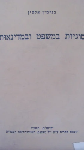 עטיפת הספר סוגיות במשפט ובמדינאות